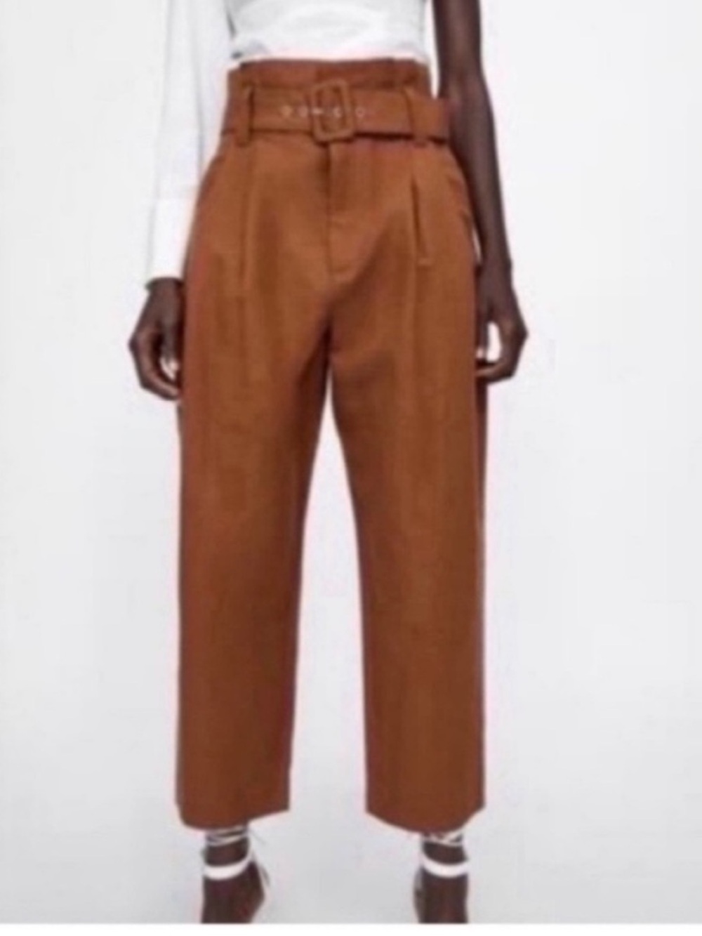 Zara Rust Orange /Brown High waisted Paper